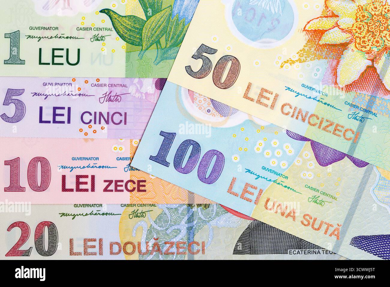 Argent roumain - leu un contexte d'affaires Banque D'Images