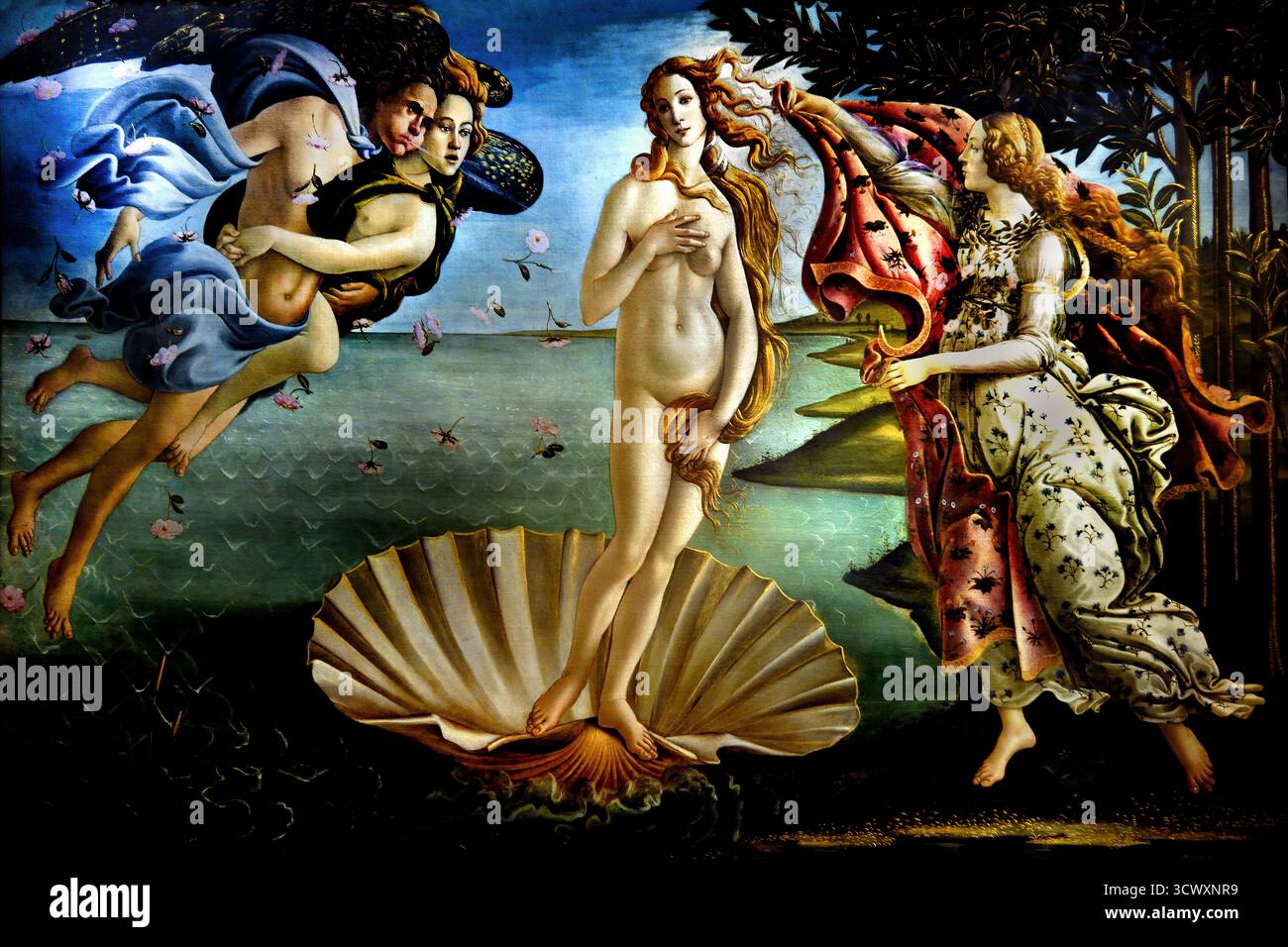La Naissance de Vénus de Sandro Botticelli 1485 ( Alessandro di Mariano Filipepi ) Florence 1445-1510 peintre italien du début de la renaissance de l'école florentine. Banque D'Images