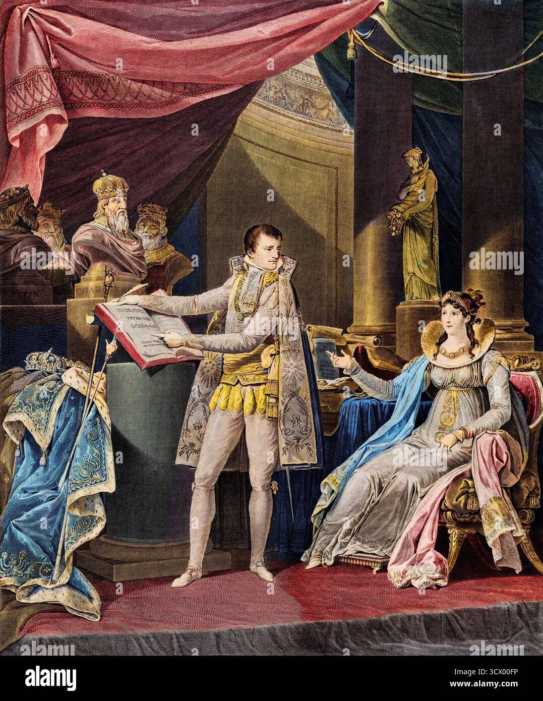 Code Napoléon - Napoléon Ier montrant à l'impératrice-Reine Joséphine les articles du Code civil qu'il venait de terminer, 1804 Banque D'Images