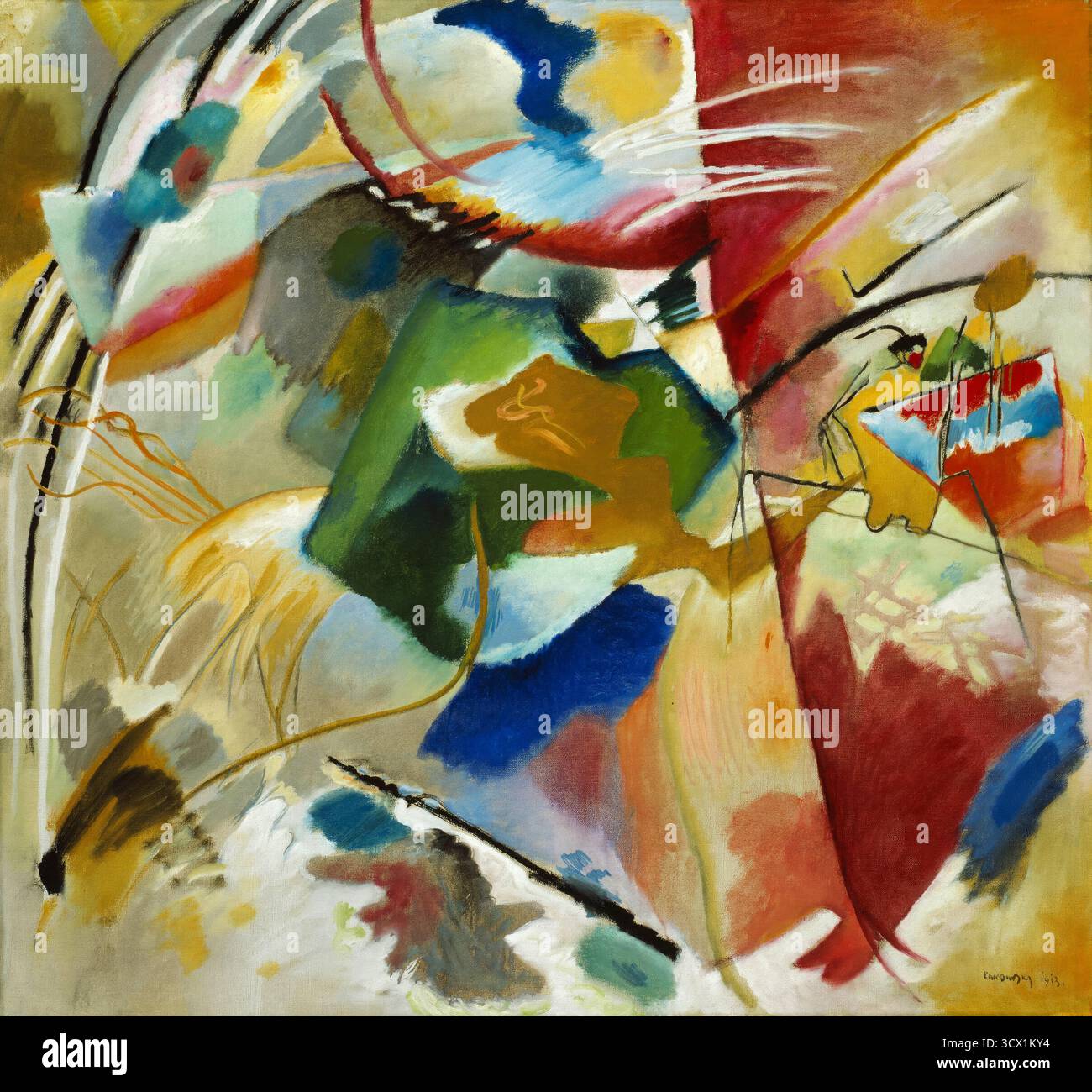 Peindre avec Green Center. Vasily Kandinsky. 1913 Banque D'Images Peindre avec Green Center. Vasily Kandinsky. 1913 Banque D'Images