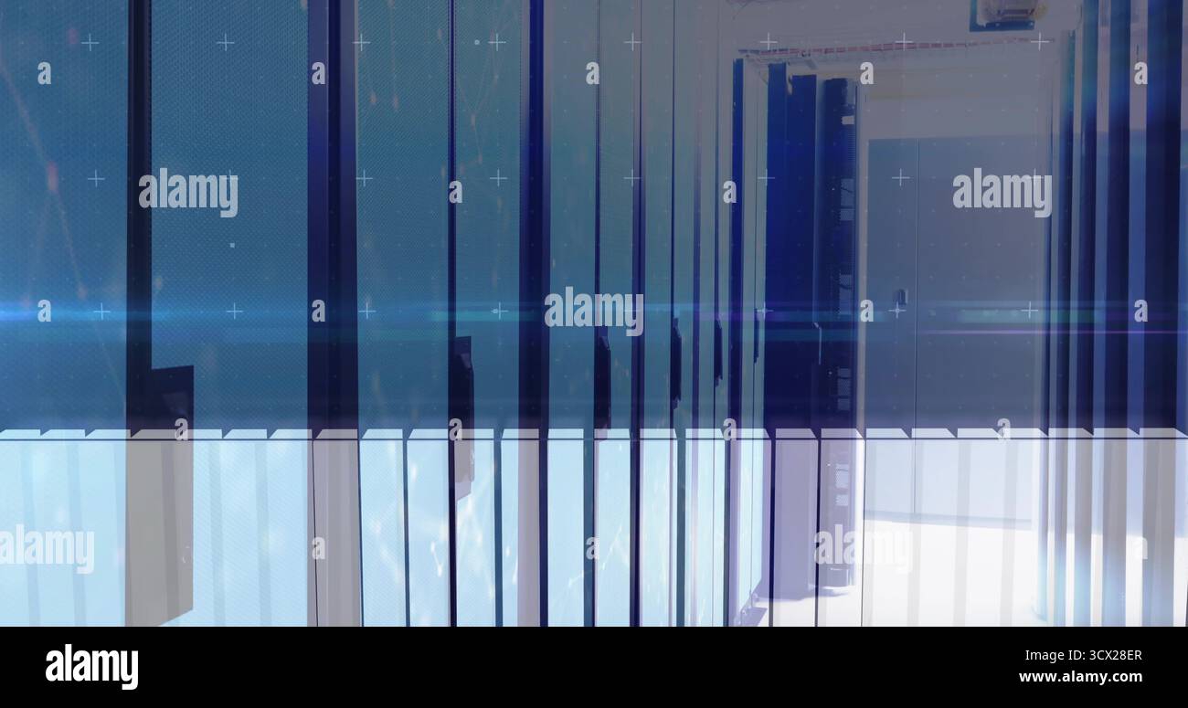 Affichage d'un motif de pépins abstrait sur la superposition de l'écran numérique, avec bruit de pixel et traînée de lumière Banque D'Images