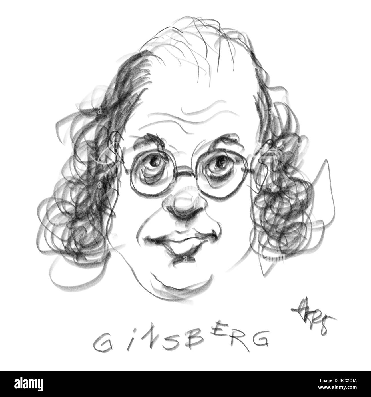 Crayon Portrait Ginsberg Banque D'Images