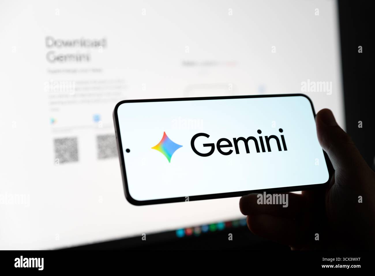 Wroclaw, Pologne - 12 octobre 2025 : logo de la plateforme Google Gemini sur smartphone. Google Gemini est l’une des plateformes d’IA les plus populaires Banque D'Images