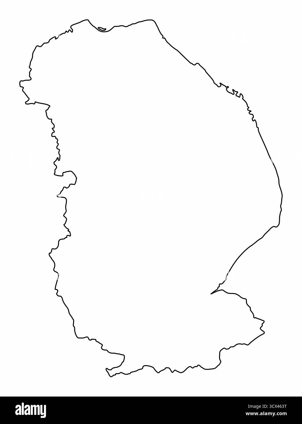 Carte de contour du comté de Lincolnshire isolé sur fond blanc, Angleterre Illustration de Vecteur