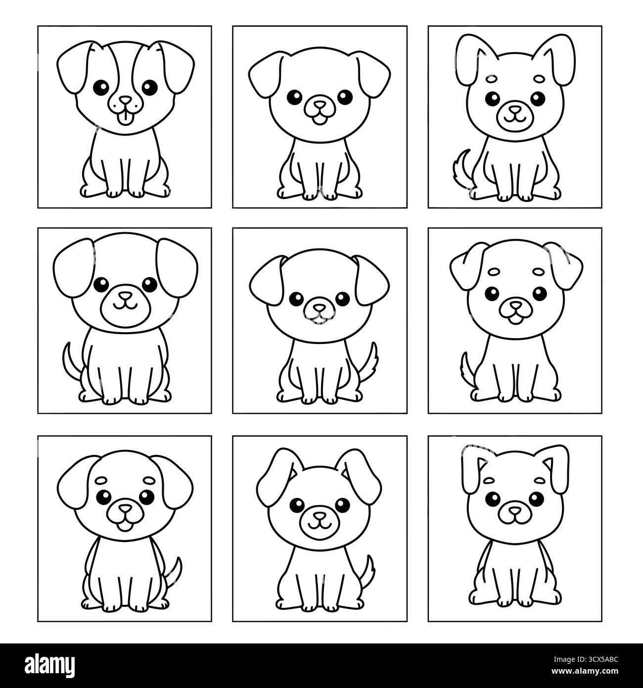 Adorable Puppy Outline Coloring pages - Cute Dog Line Art pour les enfants Illustration de Vecteur