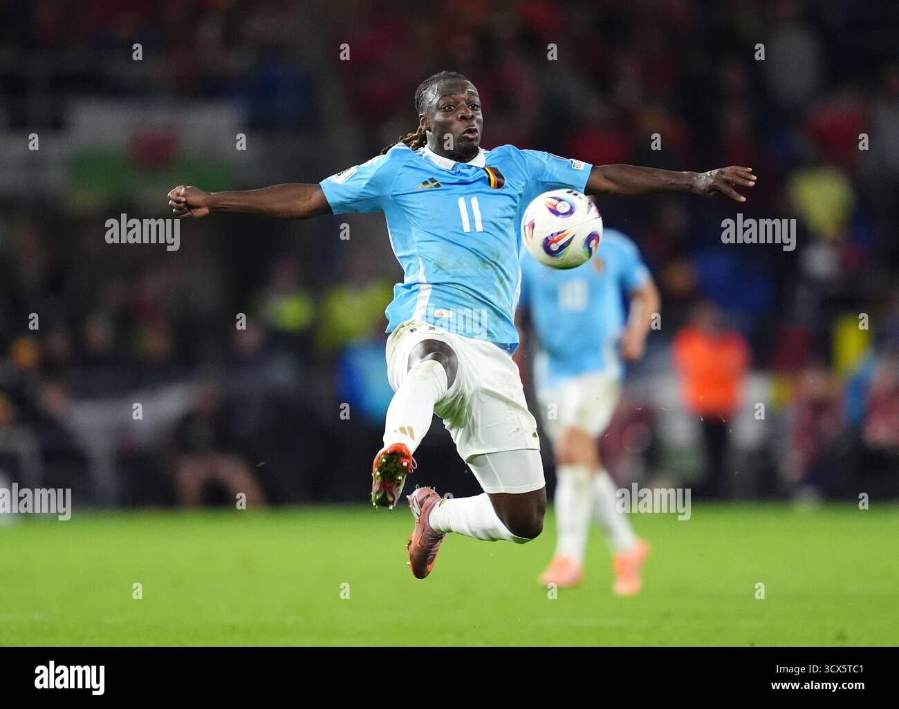 Le belge Jeremy Doku lors du match de qualification européen de la Coupe du monde de la FIFA au stade de Cardiff. Date de la photo : lundi 13 octobre 2025. Banque D'Images