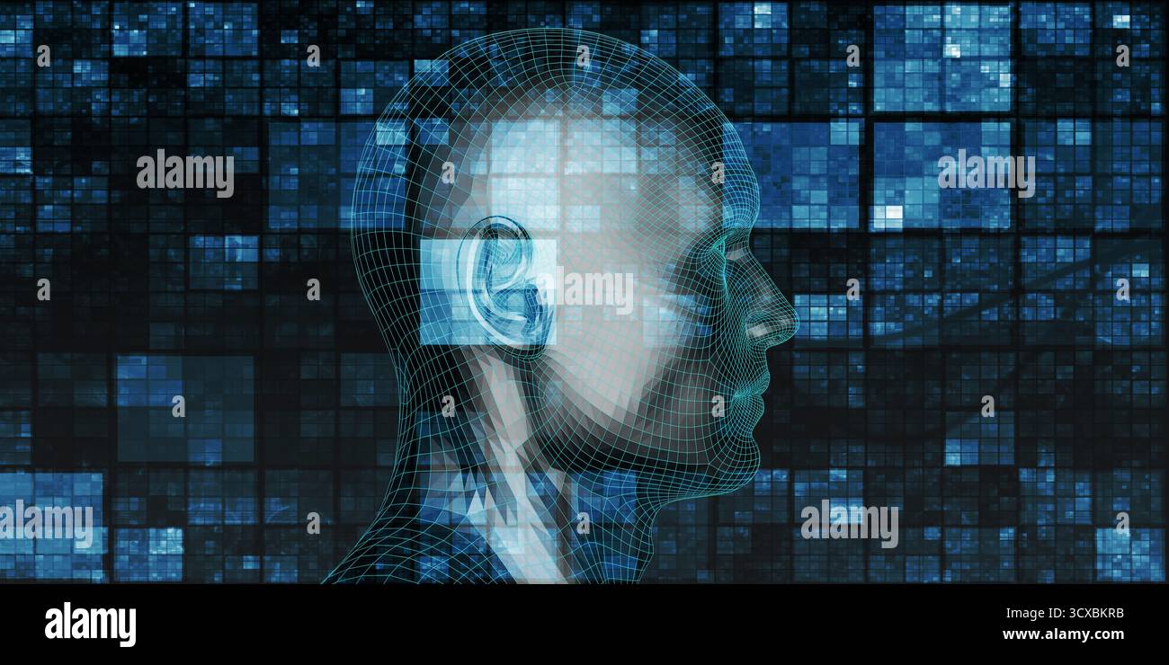 L'évolution de l'intelligence artificielle avec la conscience comme concept de haute technologie numérique Banque D'Images