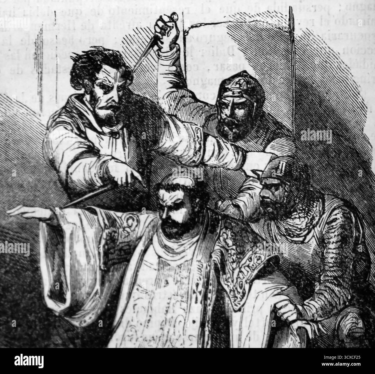 Empire carolingien. Pepin, fils de Charlemagne, complota pour assassiner son père, 792. Gravure, XIXe siècle. Banque D'Images