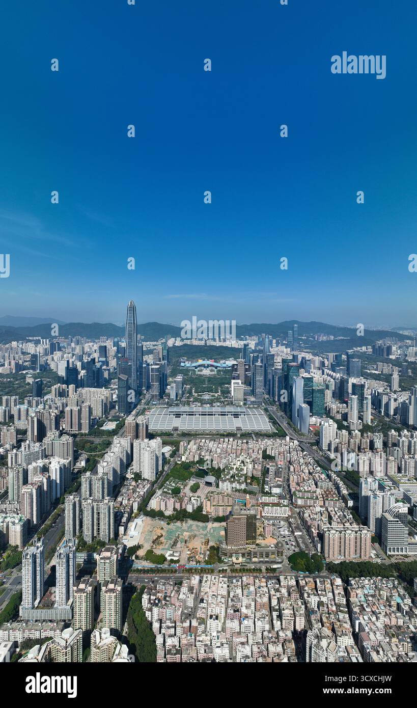 Photographie aérienne du village de Huanggang, centre financier de Ping an, centre de congrès et d'exposition de Futian, Shenzhen Banque D'Images