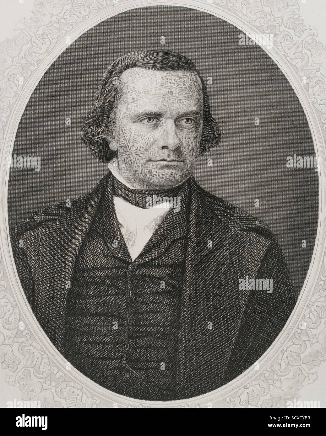 Stephen A. Douglas (Stephen Arnold Douglas) (1813-1861) Politicien américain. Membre de la Chambre des représentants des États-Unis du 5e district de l'Illinois (1843-1847). Sénateur américain de l'Illinois (1847-1861). Portrait. Gravure. Histoire des États-Unis, par J. A. Spencer. Volume III Edition publié à Barcelone, 1873. Banque D'Images Stephen A. Douglas (Stephen Arnold Douglas) (1813-1861) Politicien américain. Membre de la Chambre des représentants des États-Unis du 5e district de l'Illinois (1843-1847). Sénateur américain de l'Illinois (1847-1861). Portrait. Gravure. Histoire des États-Unis, par J. A. Spencer. Volume III Edition publié à Barcelone, 1873. Banque D'Images