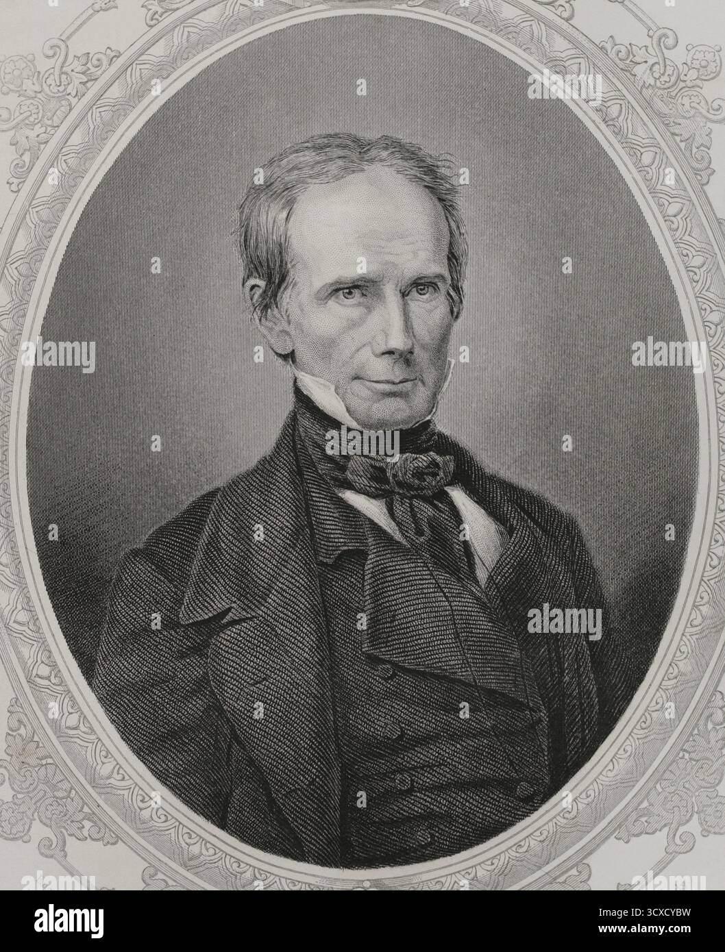 Henry Clay (1777-1852) Avocat et homme d'État américain qui a représenté le Kentucky au Sénat américain (1849-1852) et à la Chambre des représentants des États-Unis (1815-1821). Il a été le 7e président de la Chambre des représentants (1823-1825) et le 9e secrétaire d'État (1825-1829). Clay était l'un des plus fervents défenseurs de la guerre entre les États-Unis et la Grande-Bretagne. Après la défaite, il aide à négocier le traité de Gand, qui met fin à la guerre de 1812. Portrait. Gravure de W. Joseph Edwards (fl. 1840-1863) d'après un daguerrotype de Mathew Brady (1822-1896). Histoire de la Sta unie Banque D'Images Henry Clay (1777-1852) Avocat et homme d'État américain qui a représenté le Kentucky au Sénat américain (1849-1852) et à la Chambre des représentants des États-Unis (1815-1821). Il a été le 7e président de la Chambre des représentants (1823-1825) et le 9e secrétaire d'État (1825-1829). Clay était l'un des plus fervents défenseurs de la guerre entre les États-Unis et la Grande-Bretagne. Après la défaite, il aide à négocier le traité de Gand, qui met fin à la guerre de 1812. Portrait. Gravure de W. Joseph Edwards (fl. 1840-1863) d'après un daguerrotype de Mathew Brady (1822-1896). Histoire de la Sta unie Banque D'Images