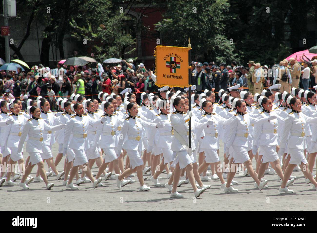 Mexico, Mexique - 16 septembre 2025 : défilé militaire à Mexico avec l'armée, la marine, l'armée de l'air et la garde nationale pour célébrer l'indépendance Banque D'Images