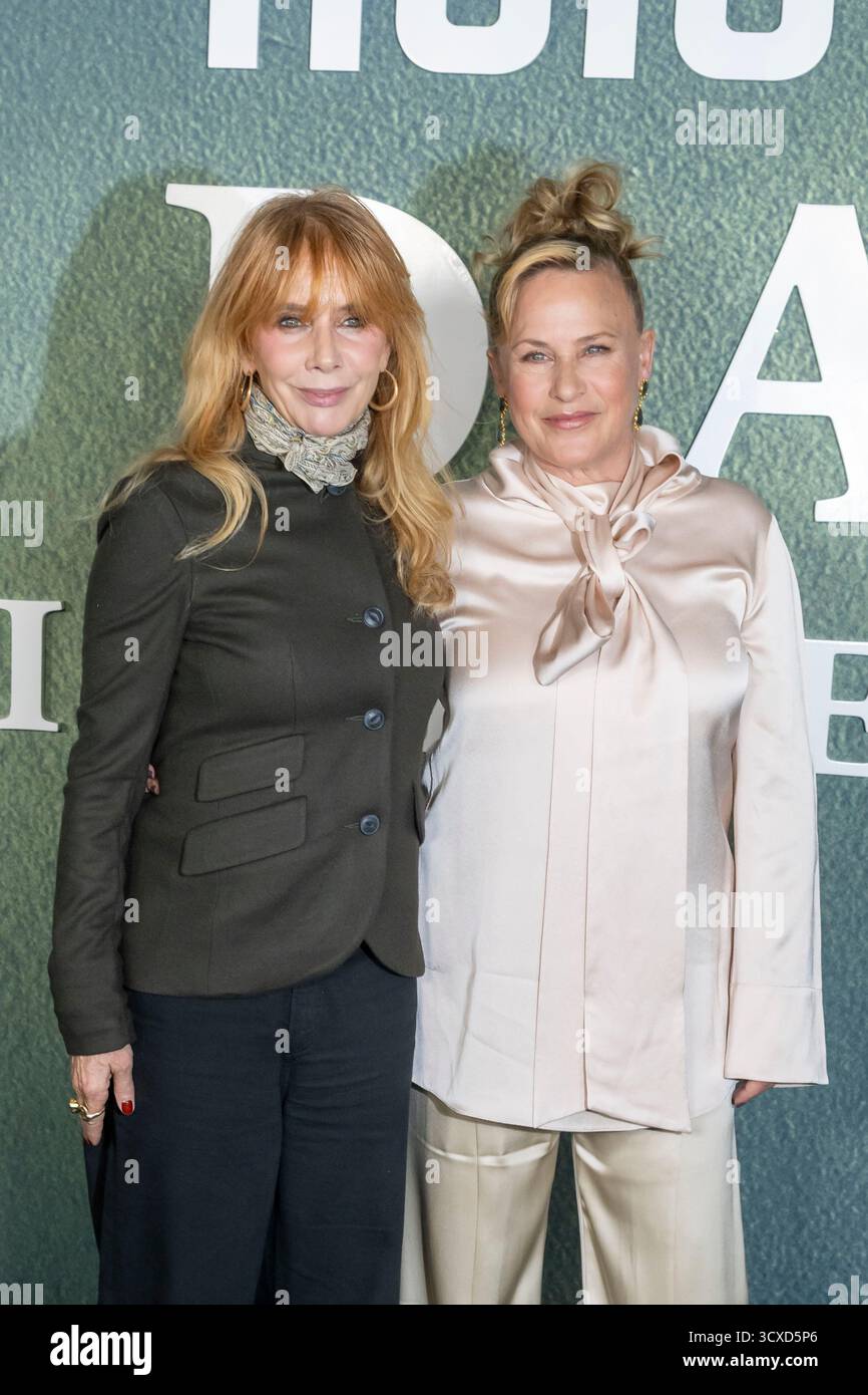 New York, États-Unis. 13 octobre 2025. (G-d) Rosanna Arquette et Patricia Arquette assistent à la création New-yorkaise de Murdaugh : Death in the Family de Hulu au 7 Hudson Square. Crédit : SOPA images Limited/Alamy Live News Banque D'Images