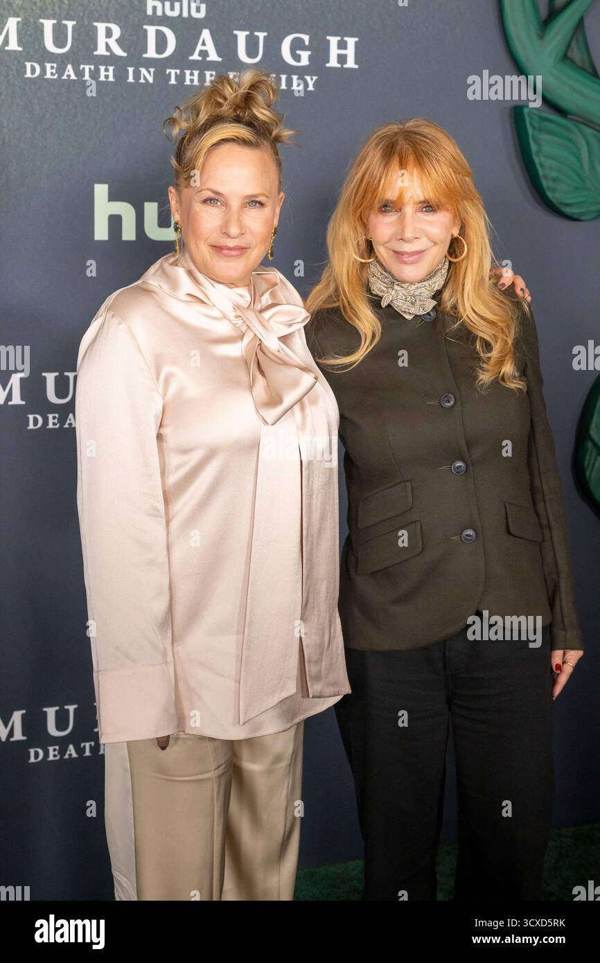New York, États-Unis. 13 octobre 2025. Patricia Arquette et Rosanna Arquette assistent à la première de Murdaugh : Death in the Family de Hulu à New York au 7 Hudson Square. Crédit : SOPA images Limited/Alamy Live News Banque D'Images