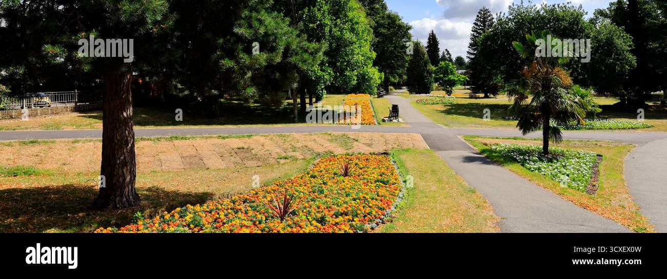 Vue estivale des Miners Welfare Gardens, Bedworth Town, Warwickshire, Angleterre, Royaume-Uni Banque D'Images