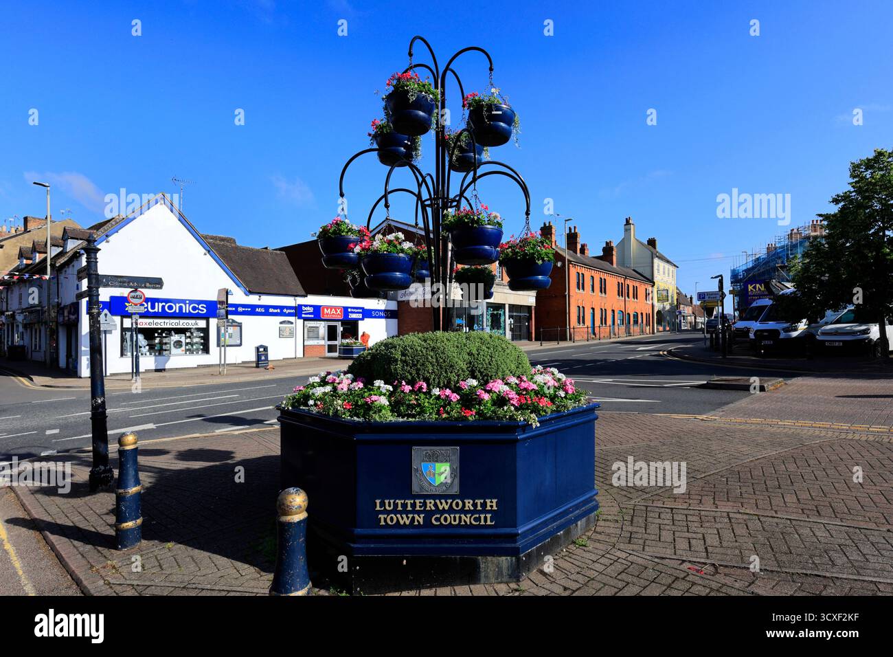 Vue de la High Street à Lutterworth Town, Leicestershire, Angleterre, Royaume-Uni Banque D'Images