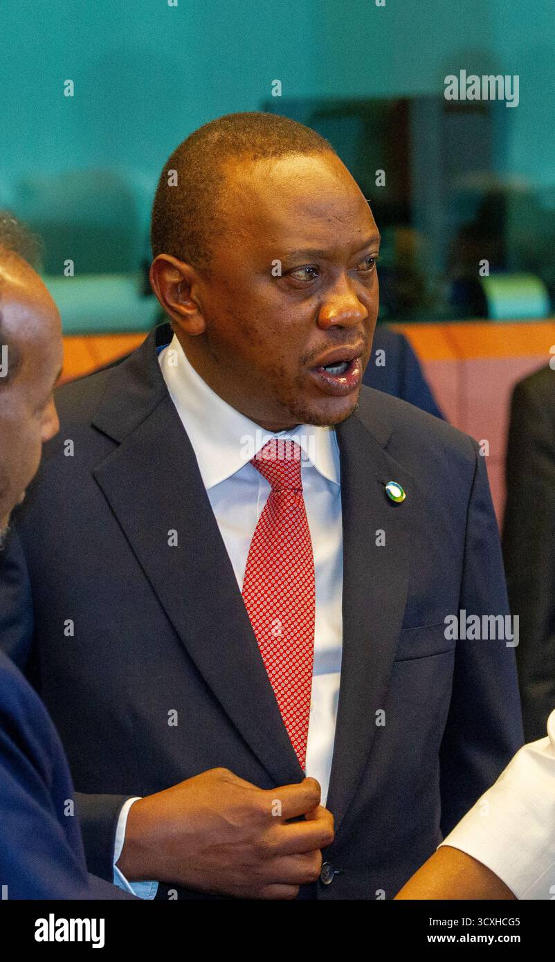 2 avril 2014 - Bruxelles, Belgique - lors du sommet UE-Afrique qui s'est tenu à Bruxelles, se trouvaient, de gauche à droite, Uhuru Kenyatta, ancien président du Kenya Banque D'Images