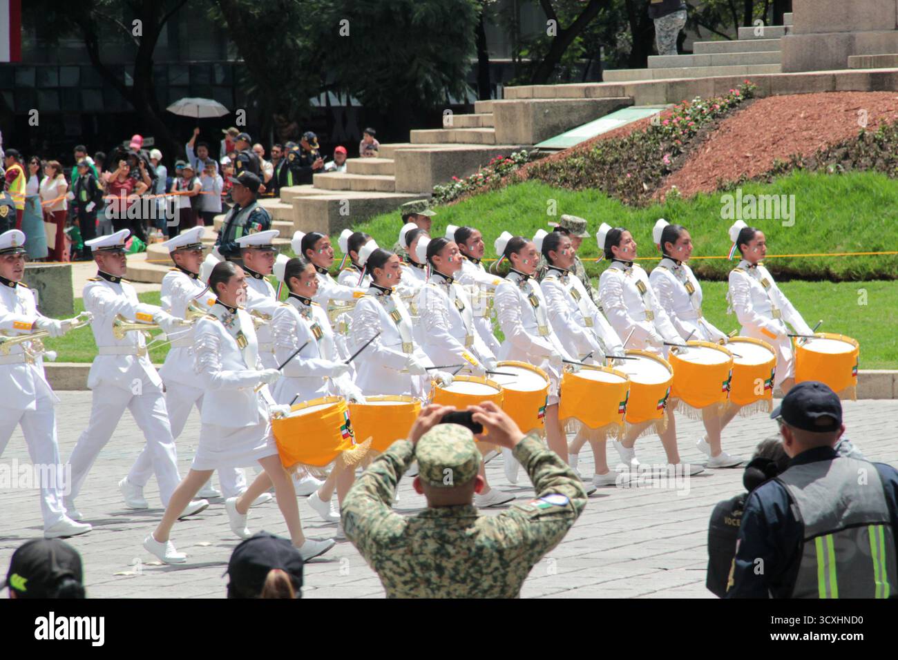 Mexico, Mexique - 16 septembre 2025 : défilé militaire à Mexico avec l'armée, la marine, l'armée de l'air et la garde nationale pour célébrer l'indépendance Banque D'Images