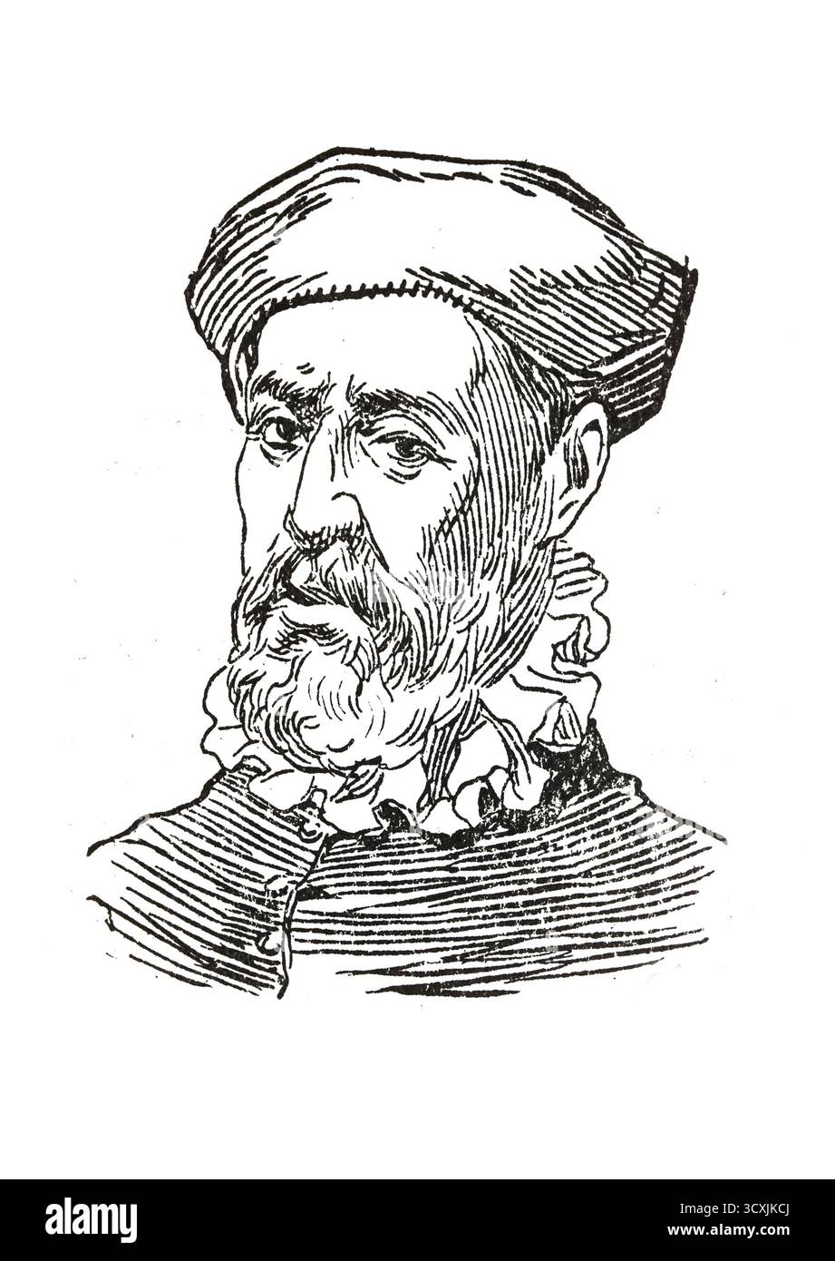 Ferdinand Magellan, explorateur portugais du XVIe siècle. Dessiner à partir du manuel du 19ème siècle Banque D'Images