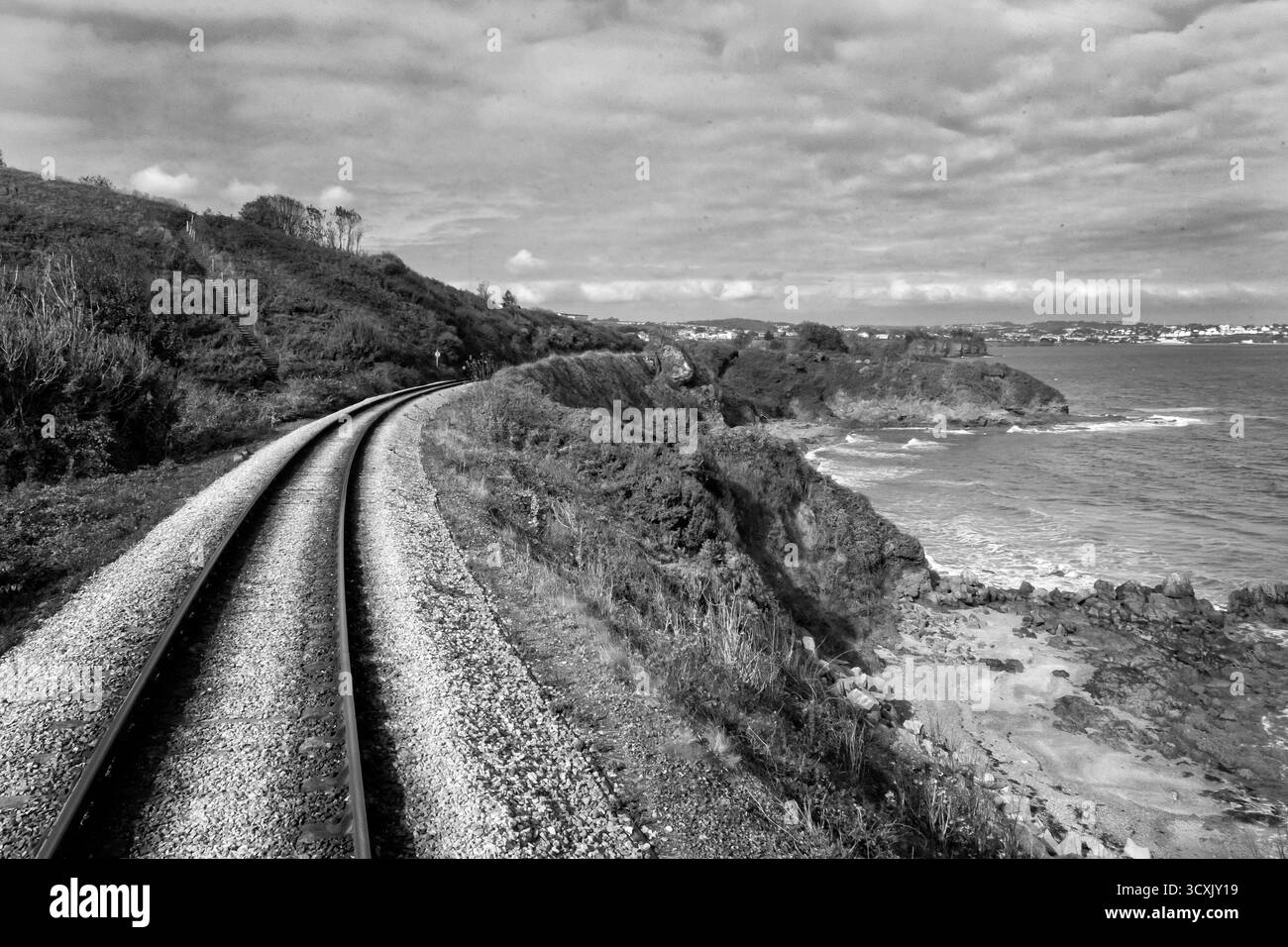 Vue depuis la voiture d'observation sur le train à vapeur de Dartmouth qui part de Torbay sur la route vers K. Banque D'Images
