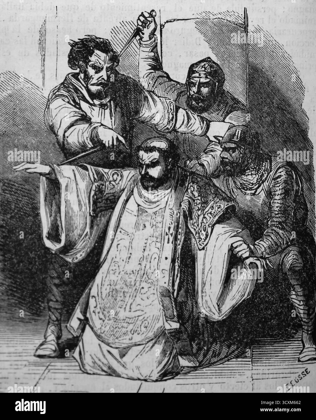 Empire carolingien. Pepin, fils de Charlemagne, complota pour assassiner son père, 792. Gravure, XIXe siècle. Banque D'Images