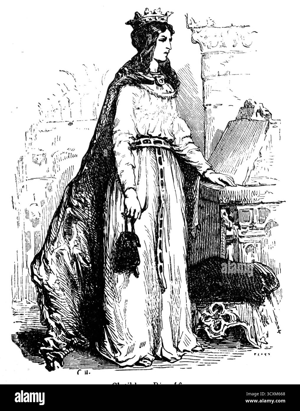 Clotilde (c-475-545). Princes bourguignons et épouse de Clovis I. gravure, XIXe siècle. Banque D'Images