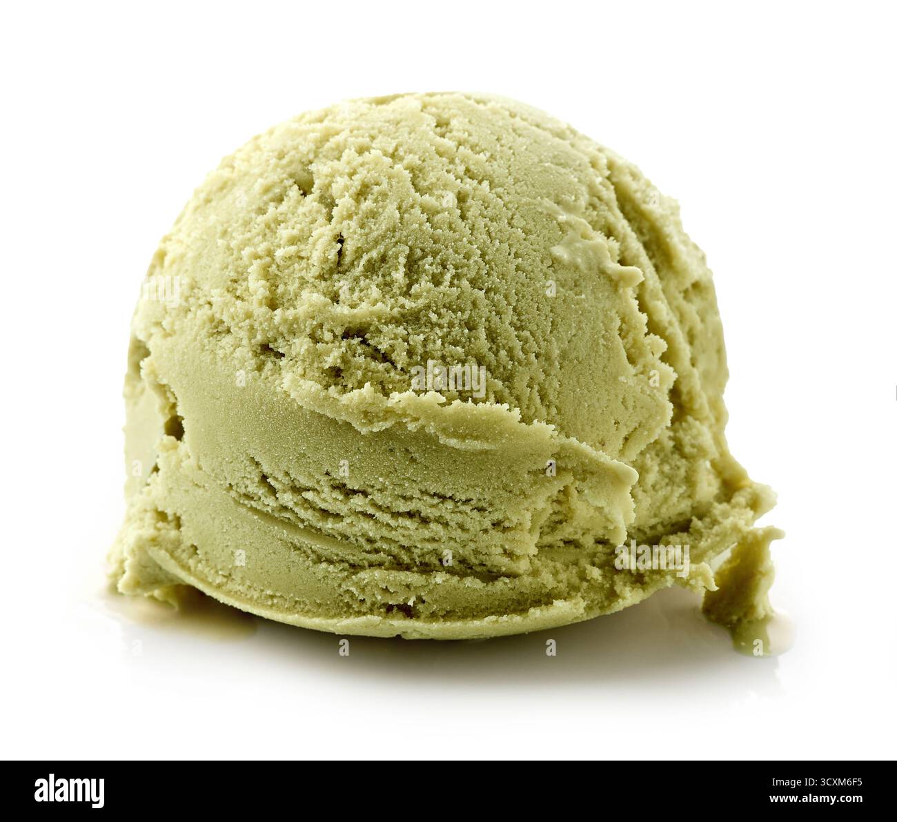 Glace Pistache écope isolé sur fond blanc Banque D'Images