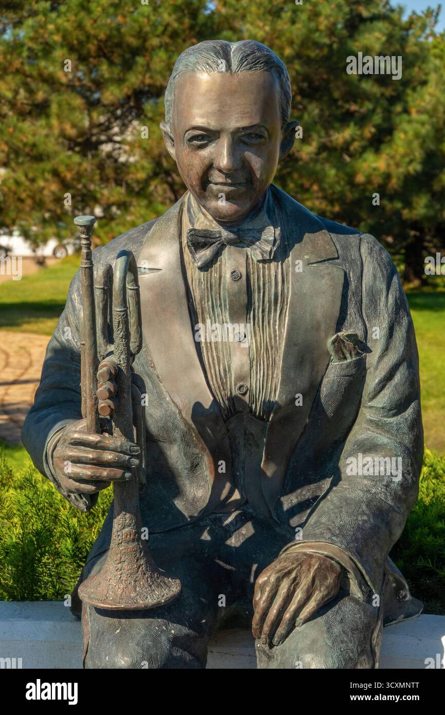 Sculpture de Bix Beiderbecke une légende du jazz de Davenport Iowa Banque D'Images