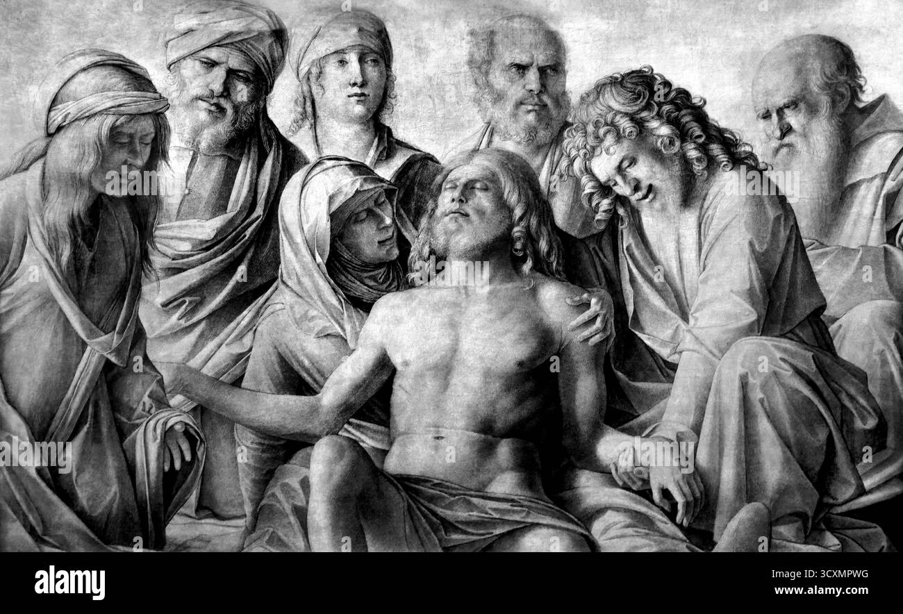 Lamentation du corps du Christ 1500 Giovanni Bellini 1430 –1516 peintre italien de la Renaissance, probablement le plus connu de la famille Bellini des peintres vénitiens.( Lamentation, la Lamentation du Christ, Lamentation sur le Christ mort, Christ mort, ) Banque D'Images