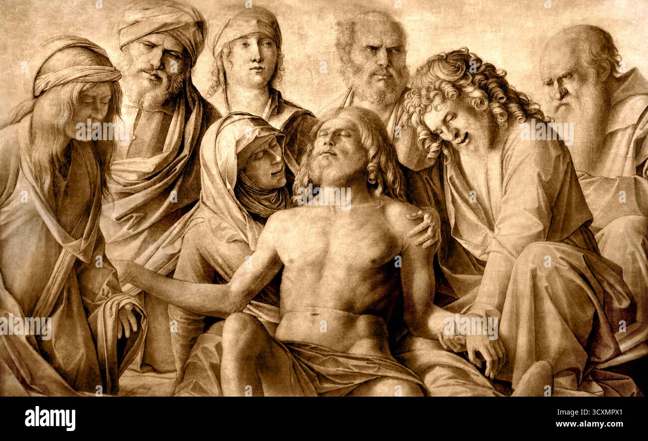 Lamentation du corps du Christ 1500 Giovanni Bellini 1430 –1516 peintre italien de la Renaissance, probablement le plus connu de la famille Bellini des peintres vénitiens.( Lamentation, la Lamentation du Christ, Lamentation sur le Christ mort, Christ mort, ) Banque D'Images