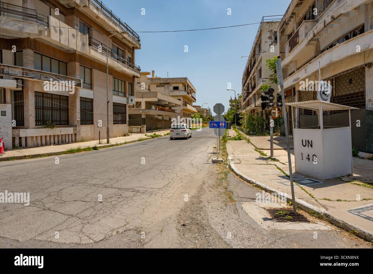 La région de Varosha de Famagouste Chypre-Nord. Une ville abandonnée après le coup d'État et l'invasion de 1974 Banque D'Images