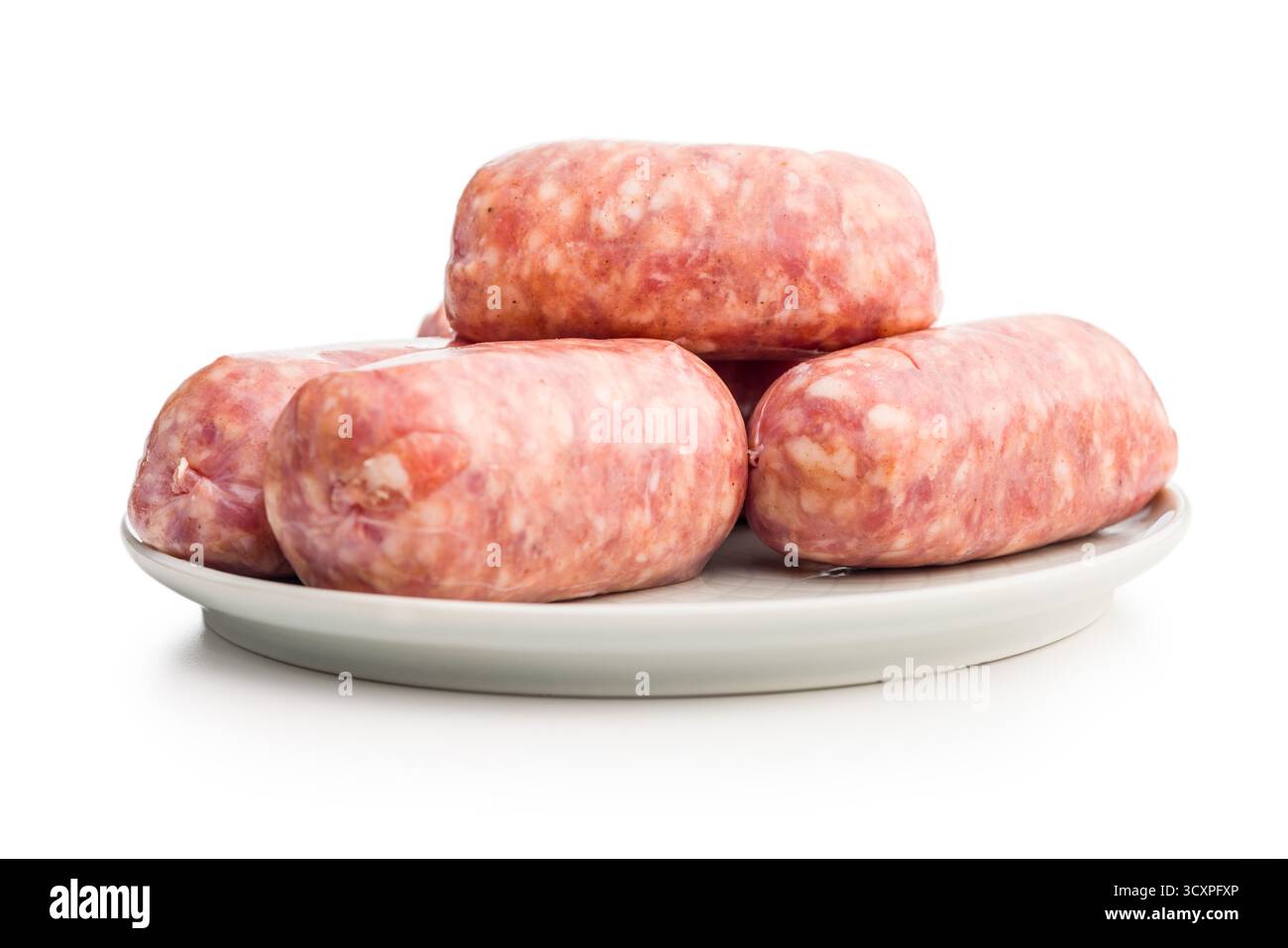 Photo de salsiccia de saucisse italienne isolée sur un fond blanc. Banque D'Images