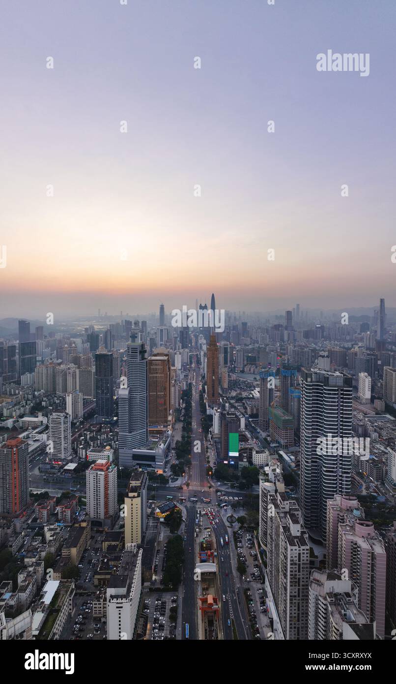 Photographie aérienne de Shennan East Road, Vanke Lane, Hongchang Plaza, Luohu District, Shenzhen Banque D'Images