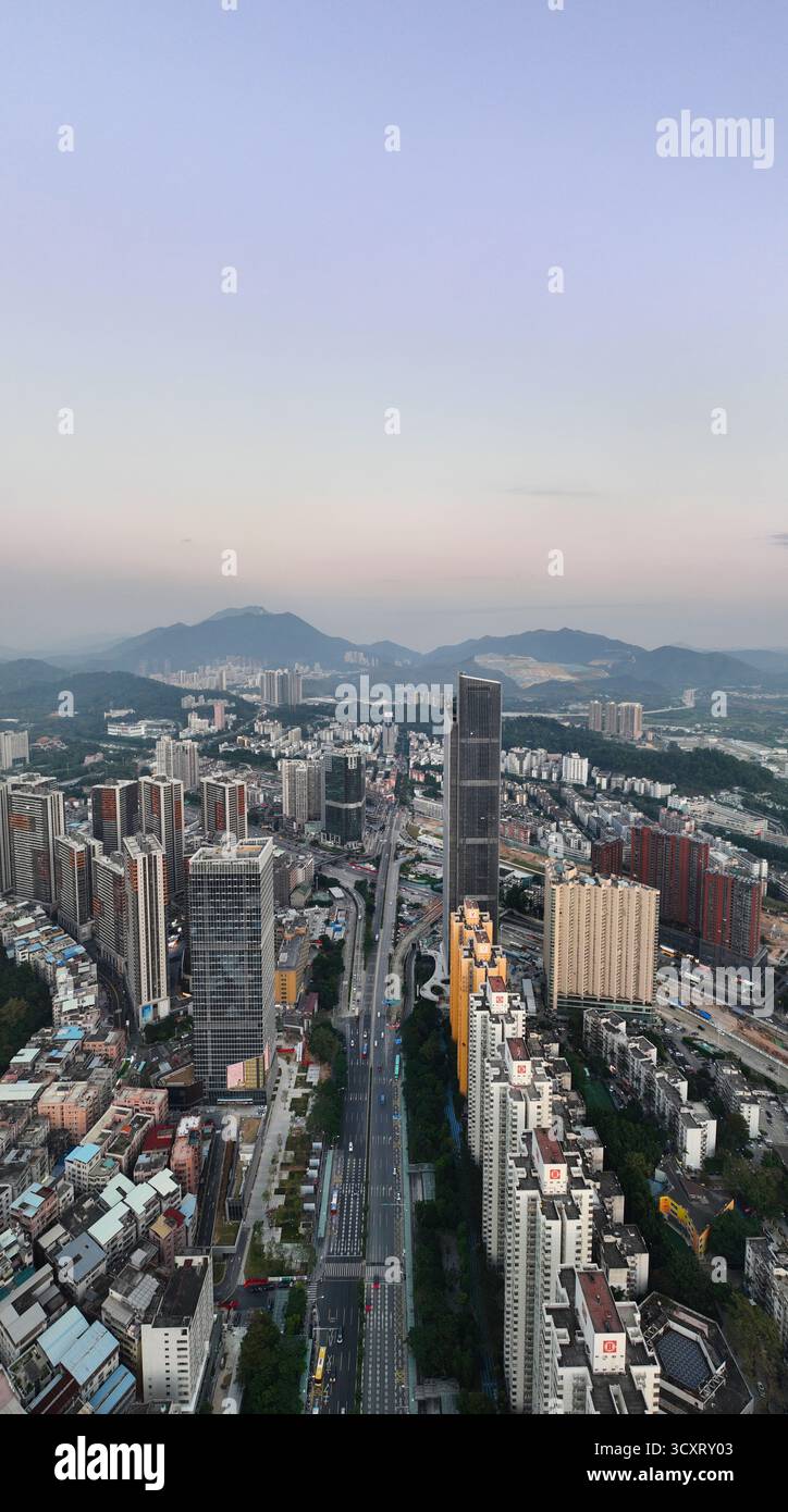 Photographie aérienne de Shennan East Road, Vanke Lane, Hongchang Plaza, Luohu District, Shenzhen Banque D'Images