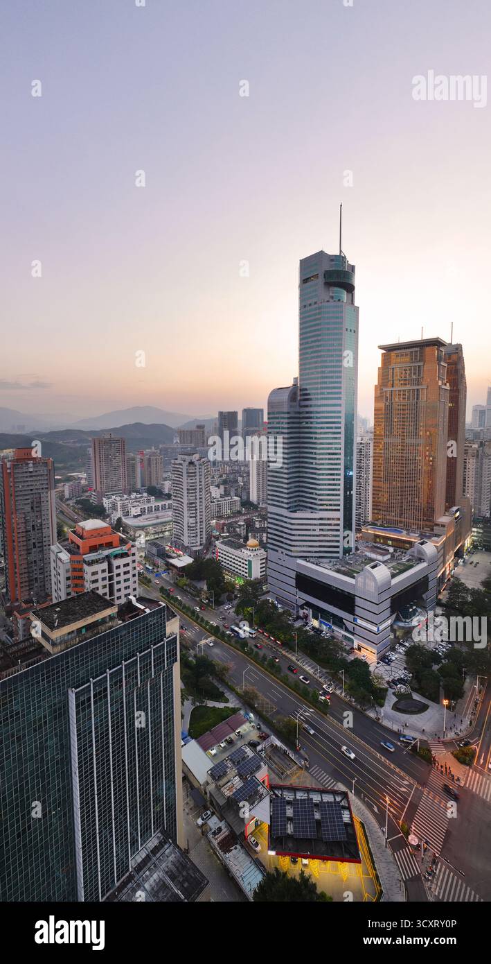 Photographie aérienne de Shennan East Road, Vanke Lane, Hongchang Plaza, Luohu District, Shenzhen Banque D'Images