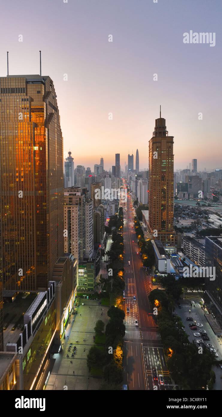 Photographie aérienne de Shennan East Road, Vanke Lane, Hongchang Plaza, Luohu District, Shenzhen Banque D'Images