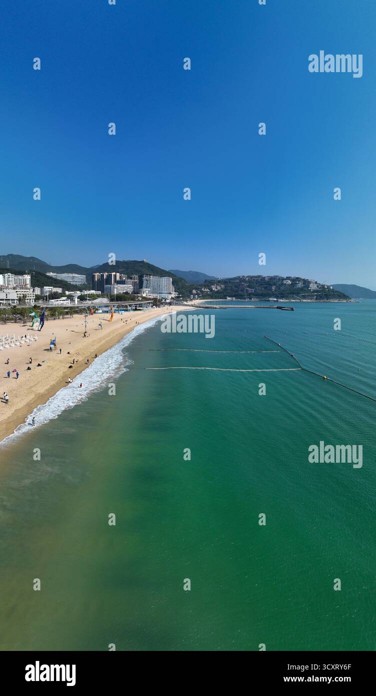 Photographie aérienne du Dameisha Seaside Park dans le district de Yantian, ville de Shenzhen, province du Guangdong Banque D'Images