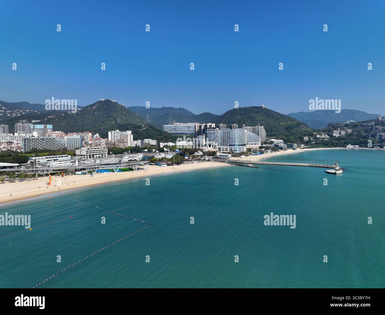Photographie aérienne du Dameisha Seaside Park dans le district de Yantian, ville de Shenzhen, province du Guangdong Banque D'Images