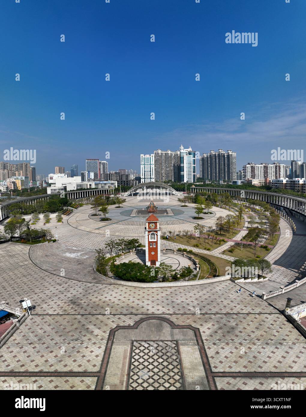 Photographie aérienne de la place civique de Xinqiao dans le district de Bao'an, Shenzhen Banque D'Images