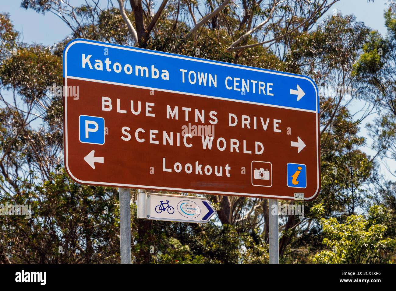 Signalisation à Echo point, Katoomba, parc national des Blue Mountains, Nouvelle-Galles du Sud, Australie Banque D'Images