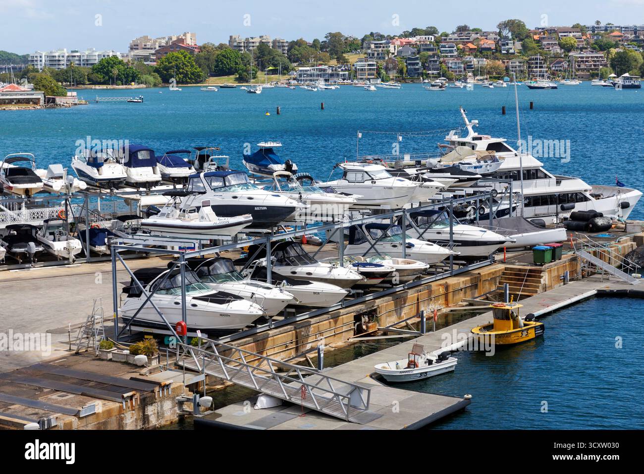 La pile sèche au poste d'amarrage de la marina sur Cockatoo Island, Sydney, Australie Banque D'Images