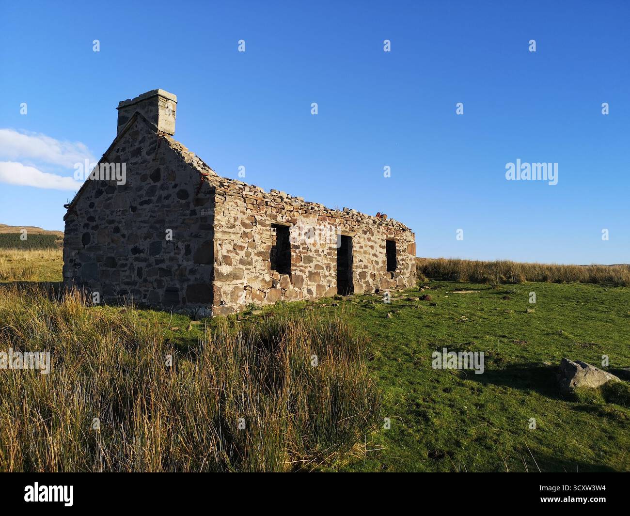 Ruines du village de Shiaba, sur l'île de Mull, sur le domaine d'Argyll, abandonnées pendant les Highland Clearances en Écosse, faisant écho à un passé tragique. Banque D'Images