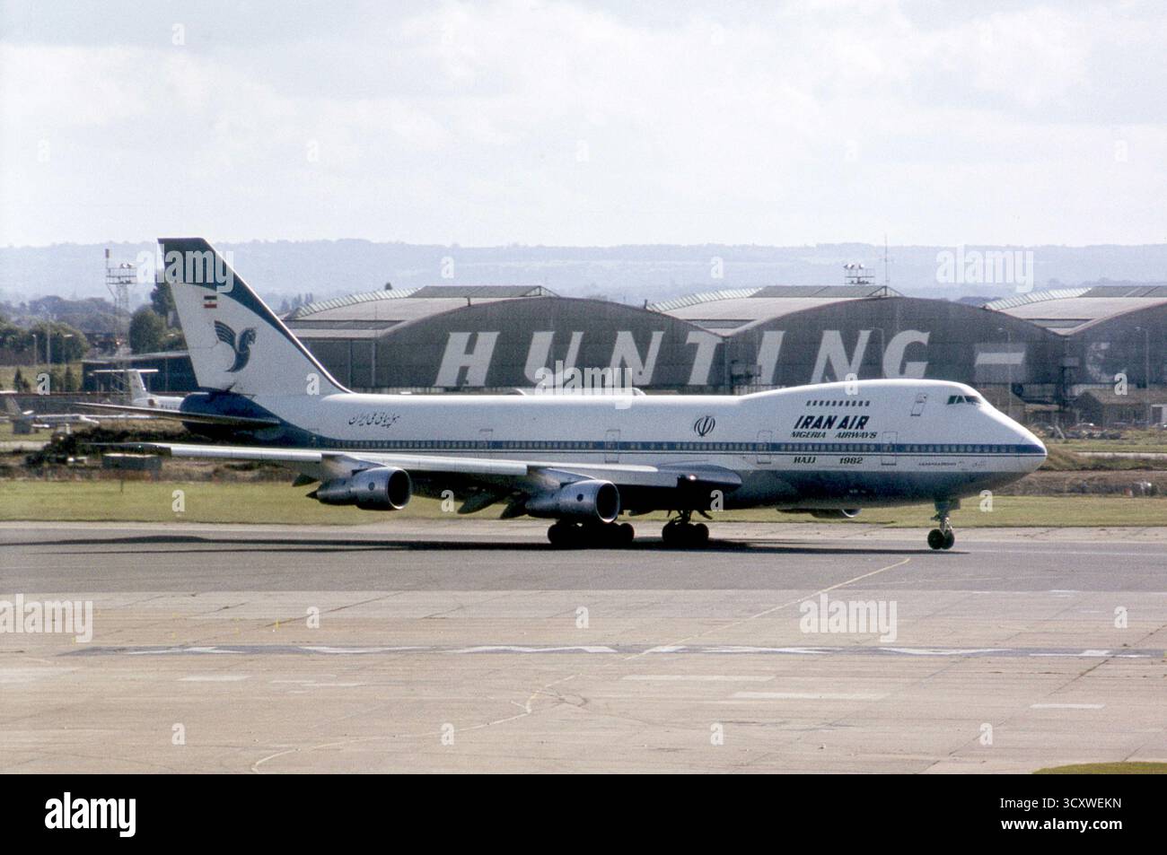 EP-IAG Iran Air Boeing 747-286B avec Nigeria Airways Hajj 1982 titres atterrit sur la piste 28L à Londres Heathrow Banque D'Images
