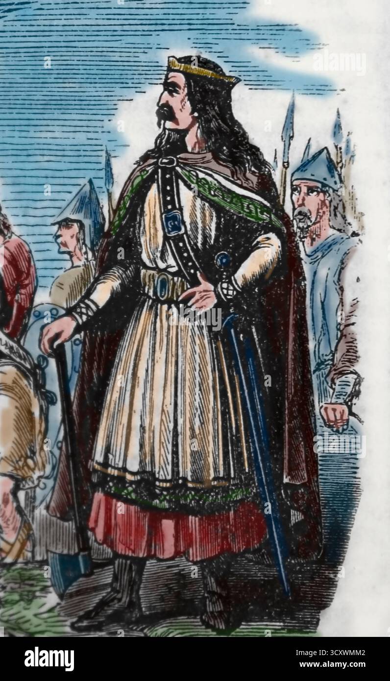 Chlothar I 'l'ancien'. Roi des Francs de la dynastie Merovingina. vie siècle. Gravure, XIXe siècle. Banque D'Images