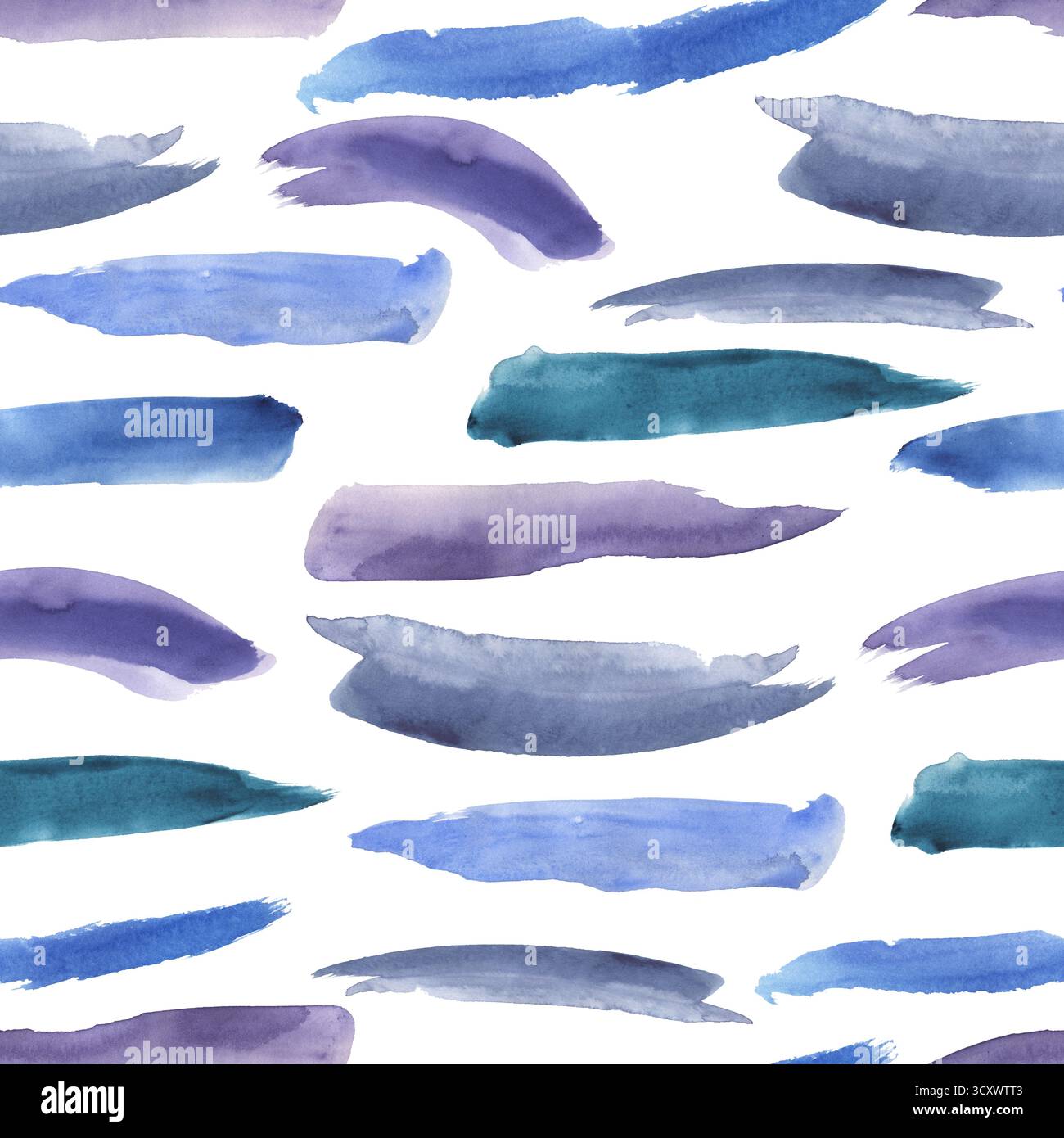 Aquarelle Blue Brush Strokes Seamless Pattern, fond abstrait Banque D'Images