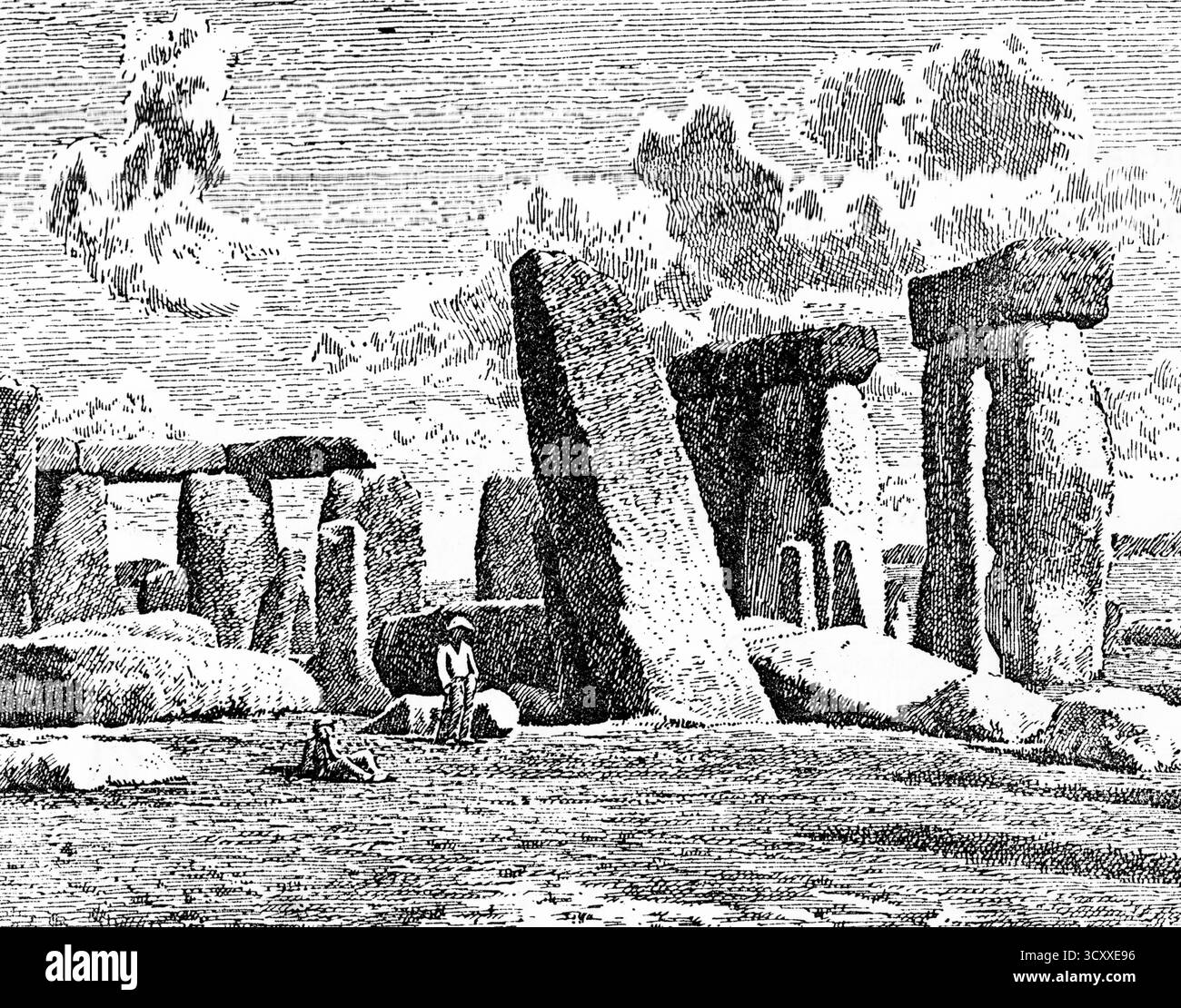 Stonehenge, plaine de Salisbury, c1850. Stonehenge est une structure mégalithique préhistorique sur la plaine de Salisbury dans le Wiltshire, en Angleterre. Banque D'Images