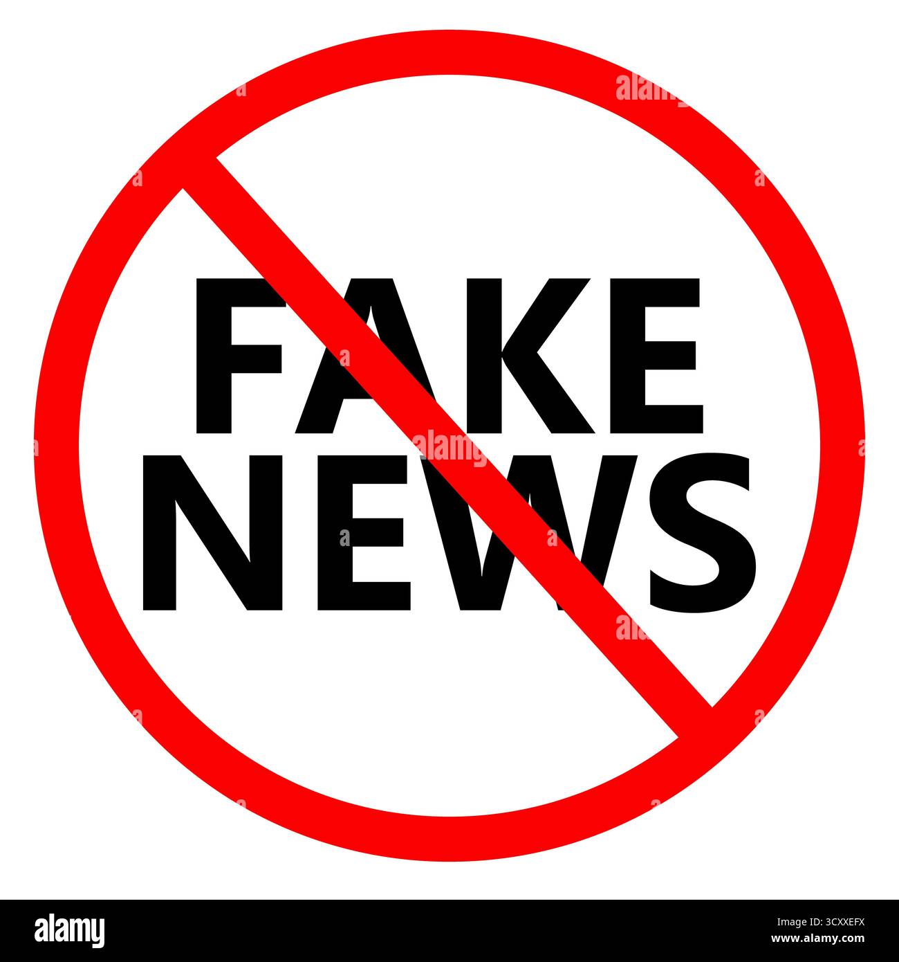 Pas de faux panneau de nouvelles. Arrêter la fausse icône. Bannière symbole de fausse nouvelle. style plat. Banque D'Images