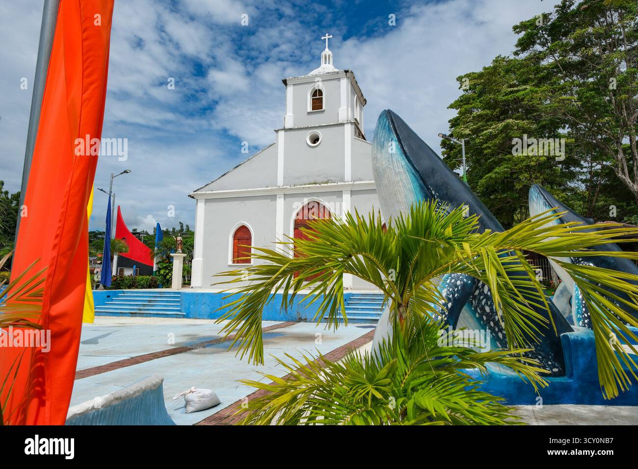 San Juan del sur, Nicaragua - 14 octobre 2025 : paroisse Saint Jean Baptiste à San Juan del sur, Nicaragua. Banque D'Images