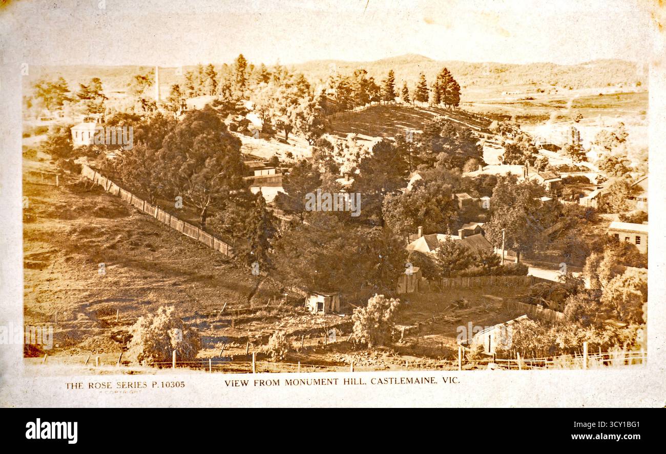 Une photographie de carte postale vintage de Castlemaine Victoria Australie. Banque D'Images