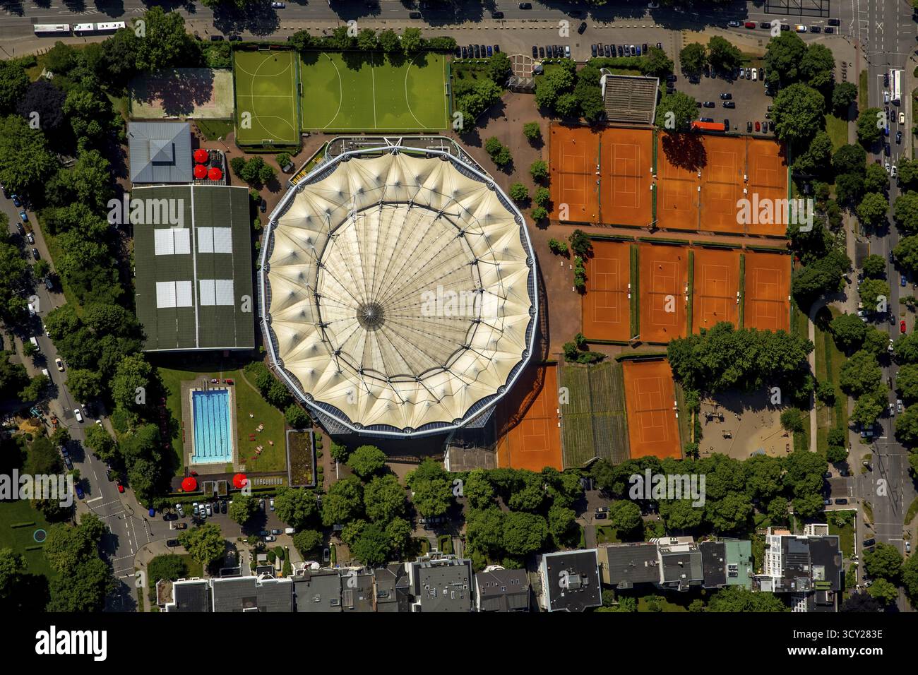 Courts de tennis Rothenbaum, Rothenbaum Sport GmbH, Hambourg, ville libre et hanséatique de Hambourg, Allemagne, Europe, vue aérienne, vue plongeante, ph aérien Banque D'Images